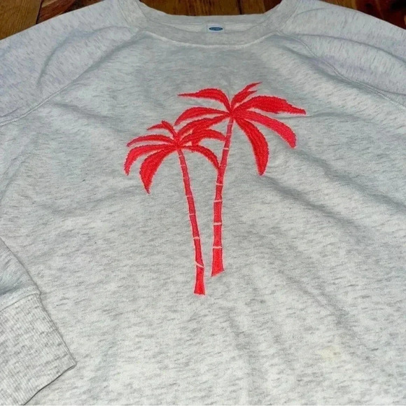 Old Navy Sweatshirt with hot pink neon embroidered palm tree on front - Picture 6 of 11